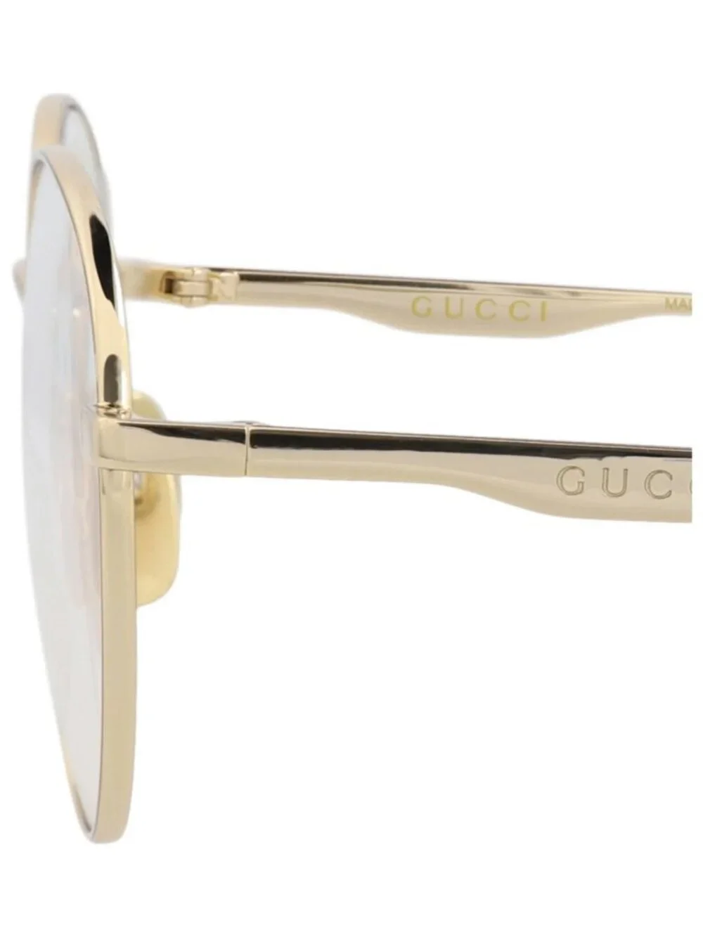 New Gucci Women's Sunglasses Round Oval Metal Frame Mens Gold Gold Transparent